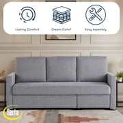 Serta Mia Modern Convertible Sofa, Light Gray Woven Fabric