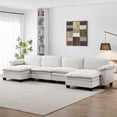 thumbnail image 2 of Living Room Furniture Sofa Luxury Couch Four Seater with Two Ottomans Soft Chenille Upholstered U Shape Sofa Beige, 2 of 7