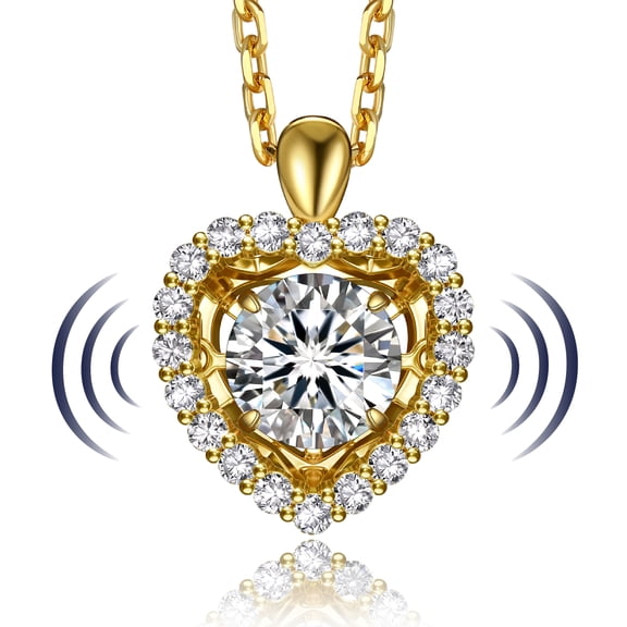 MomentWish Simulated Diamond Necklace for Women,1 Carat Moissanite Heart Dance Necklace Valentine's Day Gift