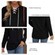 thumbnail image 5 of Sudadera clásica negra de manga larga con cuello en V y capucha con cordón para mujer, 5 of 6