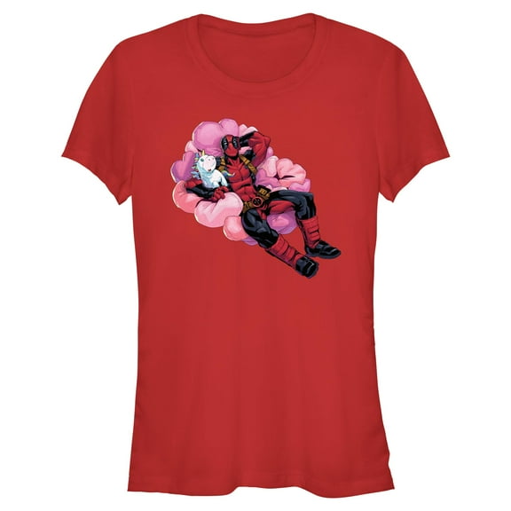 Junior's Marvel: Deadpool Love and Unicorns Graphic T-Shirt