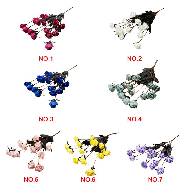 Artificial Flowers Decorative DIY Party Desktop Roses Bouquet Bedroom Romantic Table Simulation Home Room Decor Outdoor Yellow