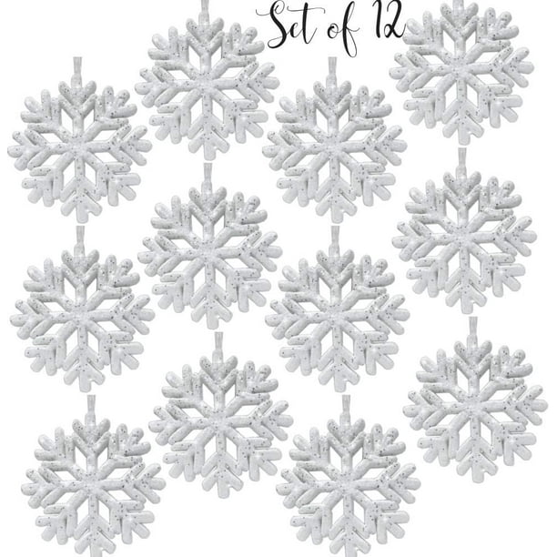 Lot de 20 flocons de neige en bois brut – 4 styles de flocons de neige en  vrac avec ficelle, étiquettes de décoration pour sapin de Noël (7 à 8 cm) :  : Maison