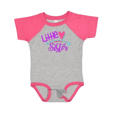 

Inktastic Little Sister Heart and Arrow Gift Baby Girl Bodysuit