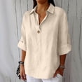 thumbnail image 2 of Vinsonshop Cotton Linen Shirt Travel Clothes Summer Boho Gauze Tops Button Down Summer Gauze Shirts Cotton Linen Plain T Shirts for Women Beach Outfit (S-5XL), 2 of 7