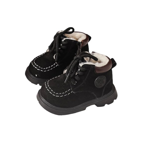 Miluxas Toddler Winter Snow Boots Boys Girls Cold Weather Baby Faux Fleece Soft Soles Warm Shoes (Infant/Toddler/) Black 1.5 Years