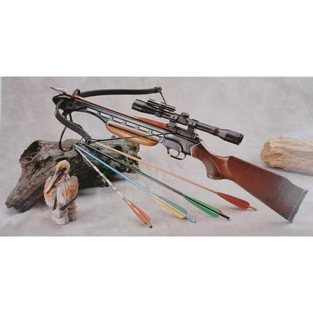 Man Kung Hunting 150 Lbs Wood Crossbow + Scope + Laser + Pack of (Best Hunting Crossbow On The Market)