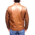 thumbnail image 3 of Chamarra de piel café para caballero con bordado de líneas en hombros, cuello mao y bolsas en cadera de cierres con zíper metálico Castelli Leather Authentic Napoli Bomber casual elegante con bordado de líneas en hombros y 2 bolsas con cierres metálicos en cintura, 3 of 4