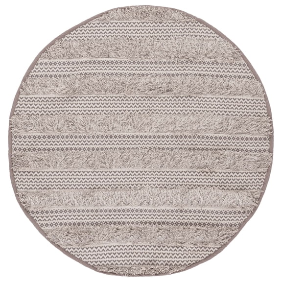 SAFAVIEH Natura Oralee Geometric Cotton Area Rug, Grey/Ivory, 6' x 6' Round