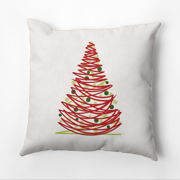 16" x 16" Simply Daisy Oh Christmas Tree Polyester Indoor/Outdoor Pillow, Red (1 Count)