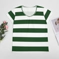 thumbnail image 4 of Green White Horizontal Striped Pattern Women's Blouse Short Sleeve Women's Top T-Shirt Spring Summer Clothes, 4 of 7