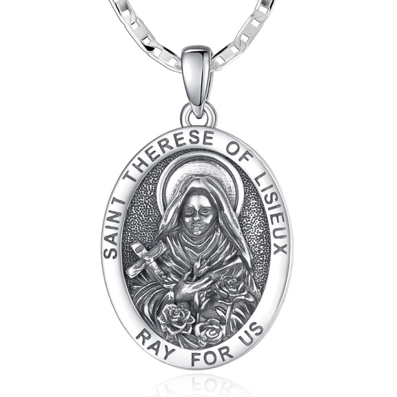 TANGPOET St Therese of Lisieux Medal Pendant Necklace Protection Necklace