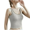 thumbnail image 2 of Kaemgyyd Crop Tops for Women Summer Scoop Neck Casual Basic Undershirt Solid Color Sleeveless Built-In Bra Workout Shirt, 2 of 4