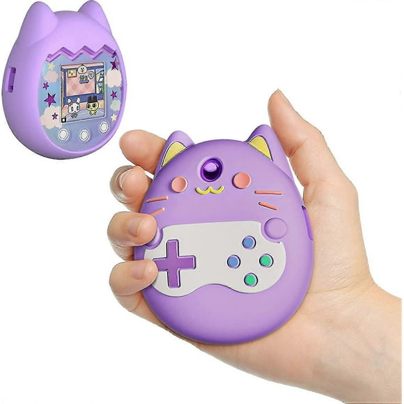 (Purple)Silicone Protective Case For Tamagotchi Pix Interactive Virtual Pet Game Machine, Anti-drop Protective Cover 1pc