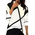 thumbnail image 3 of YVNAURA Geometric Print Tops for Women Crew Neck Long Sleeve Color Block Pullover Sweaters Oversized Loose Fit Tunic Shirts Casual Fall Winter Soft Stretchy Trendy Blouses, White,XXXXXL, 3 of 3