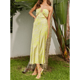 thumbnail image 3 of Txlixc Vestido de mujer sin mangas con pliegues de corbata y rayas de cebra / falda de encaje floral Txlixc moda, 3 of 8