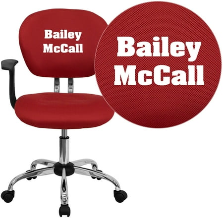 flash furniture personalized mid back red mesh swivel task chair