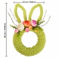 thumbnail image 3 of Easter Rabbit Wreath Decor - 14.96" Artificial Spring Bunny Head Shaped Easter Wreath Welcome Sign with Lovely Flowers and Branch for Front Door,Easter Party, 3 of 9