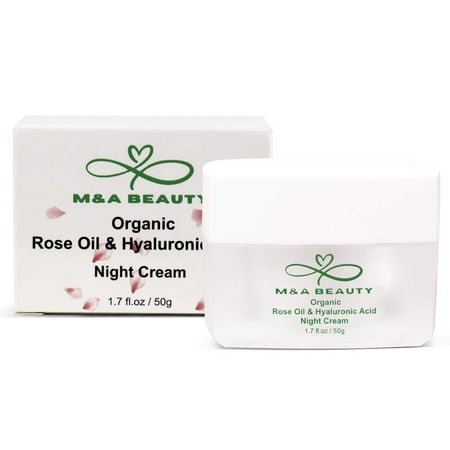 Organic Rose Oil Night Cream-moisturizer With Vitamin E and hyaluronic acid 1.7 OZ