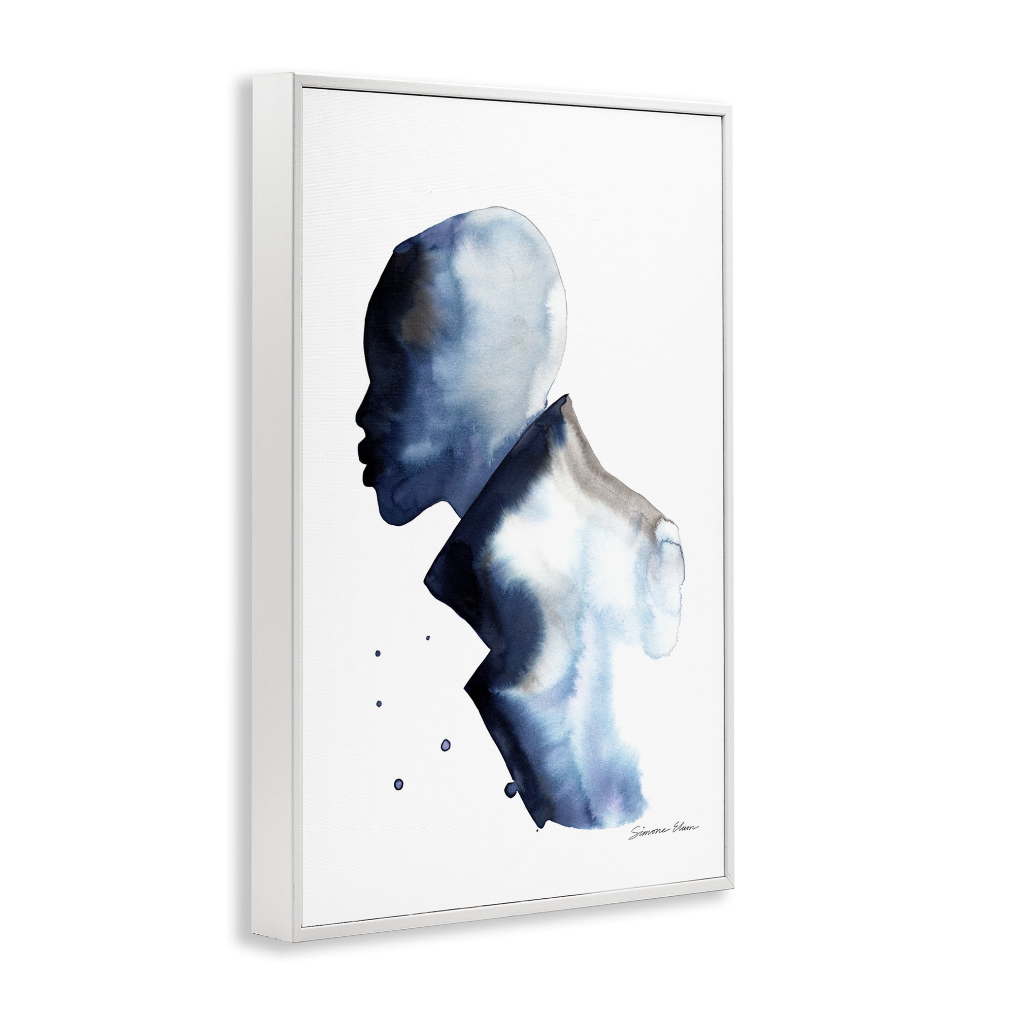 Stupell Industries Feeling Blue Portrait Silhouette White Framed Giclee Art, design by Simone Elum