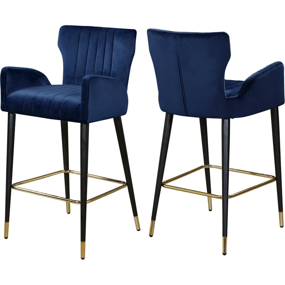 Luxe Navy Velvet Stool, Set of 2ColorNavy Velvet,FinishBlack/Gold