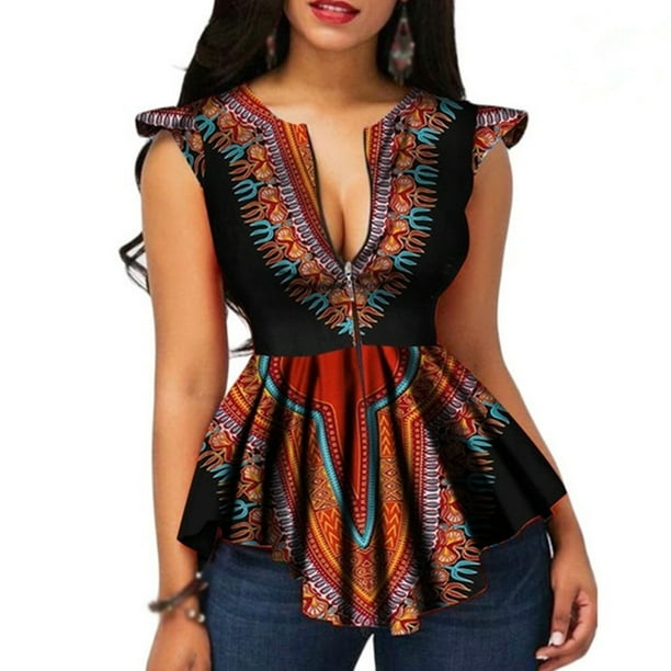 Minnieouse Camisa con cuello en V, jersey para mujer, blusa plisada con estampado Floral, camiseta para banquete de baile, accesorios superiores de moda de Prendas para la parte del cuerpo Negro L Minnieouse AP009589-03