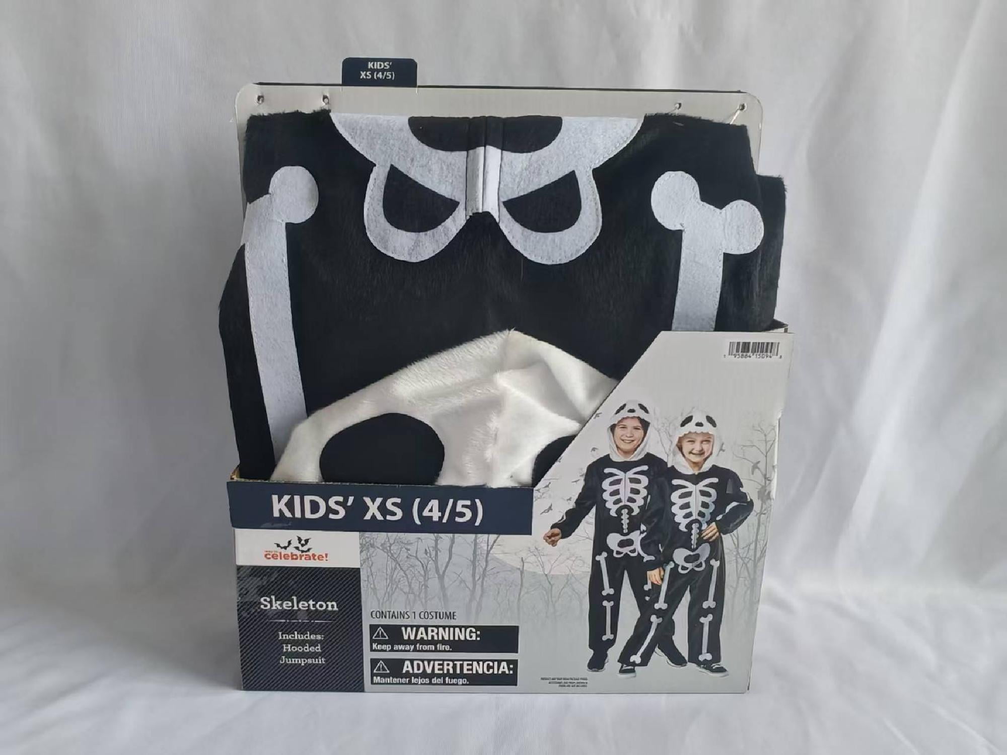 Skeleton Jumpsuit Halloween Costume for Children, Boy's Size XS (4/5), by Way to Celebrate