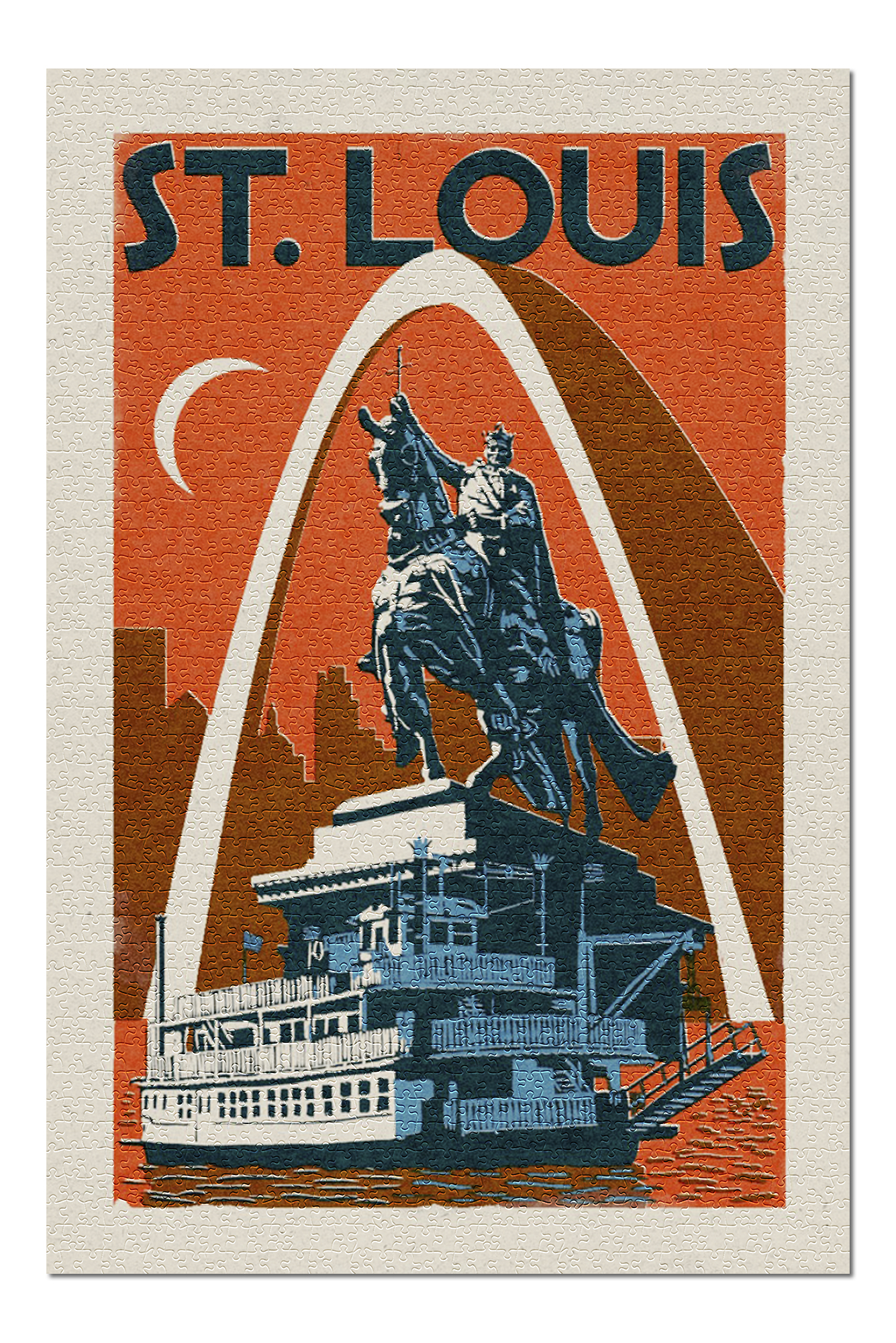 St. Louis, Missouri Woodblock (20x30 Premium 1000 Piece Jigsaw Puzzle