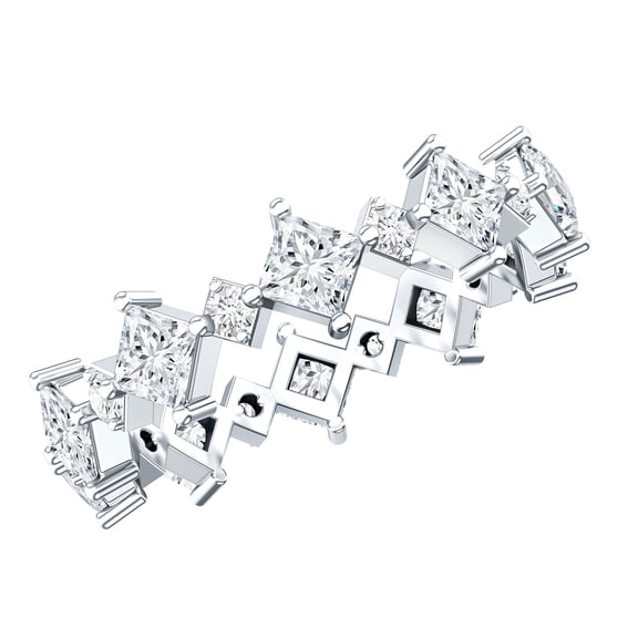 Rosec Jewels Lab Created Diamond Eternity Ring - Designer Wedding stacking Ring - EF-VS Grade, 925 Sterling Silver, US 4.00