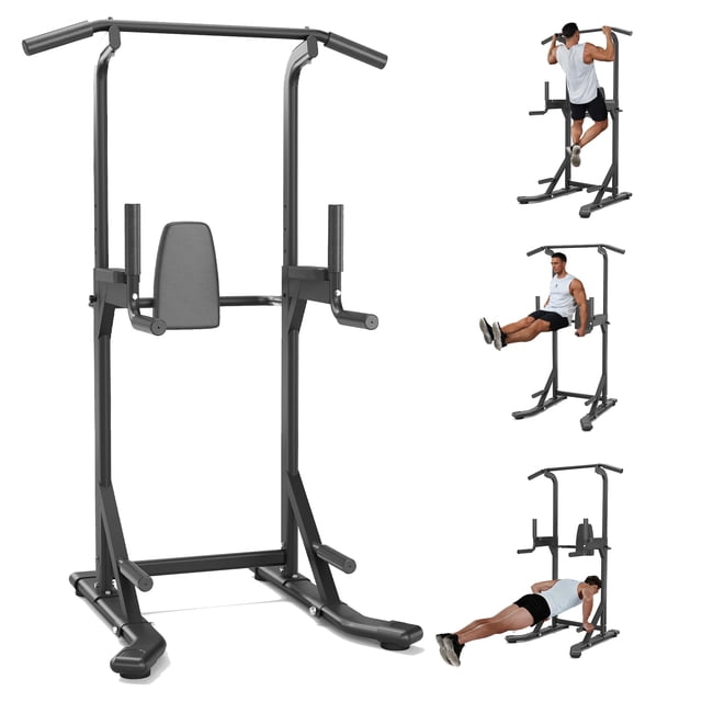 GloryStar Free Standing Pull Up Bar, 450 LB Capacity Power Tower Dip Station, Adjustable Height Pull Up Station with Back Pad, Multi-Functional Strength Training for Home Gym