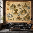 thumbnail image 6 of Fantasy Treasure Map Islands on a Teal Ocean, Whimsical Illustration for Ocean Lovers, Nautical Storybook Wall Art, Housewarming Gift Tapestry Wall Hanging for Bedroom and Living Room, 6 of 7