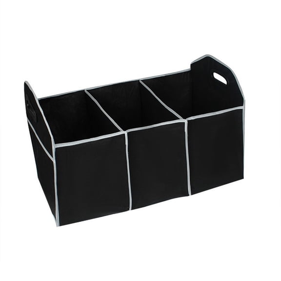 Extra Large Trunk Organizer Portable Holder for Car Automobile SUV Sedan Storage Foldable,with 3 Compartments Reusable Black,