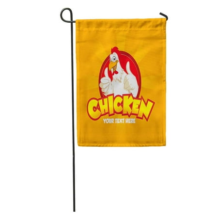 LADDKE Red Fried Happy Funny Cartoon Rooster Chicken Giving Thumbs Up Two Hand on Orange Yellow Chef Garden Flag Decorative Flag House Banner 28x40