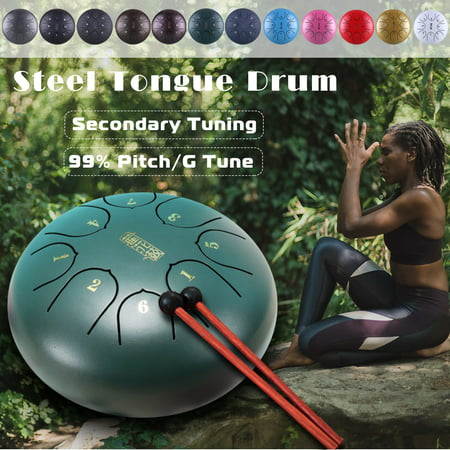 6 Inch Steel Tongue Drum Handpan Drum Hand Drum G Tune 8 Notes Percussion Instrument with Drum Mallets Carry Bag Note Sticks for Meditation Yoga Zazen Sound (Best Steel Tongue Drum)