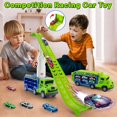 thumbnail image 6 of Truck Toys Car for 3, 4, 5, 6 Years Old Boys, Transport Truck Car Toy, Foldable 2 Layer Transport Car Toys with 27 in Race Track and 6 Metal Cars, Birthday Gifts for Toddler Boys Girls, 6 of 8