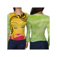 thumbnail image 4 of Mialoley Women Long Sleeve Pullover Unique Printing Round Neck Semi-transparent Tight Slim Tops, 4 of 5