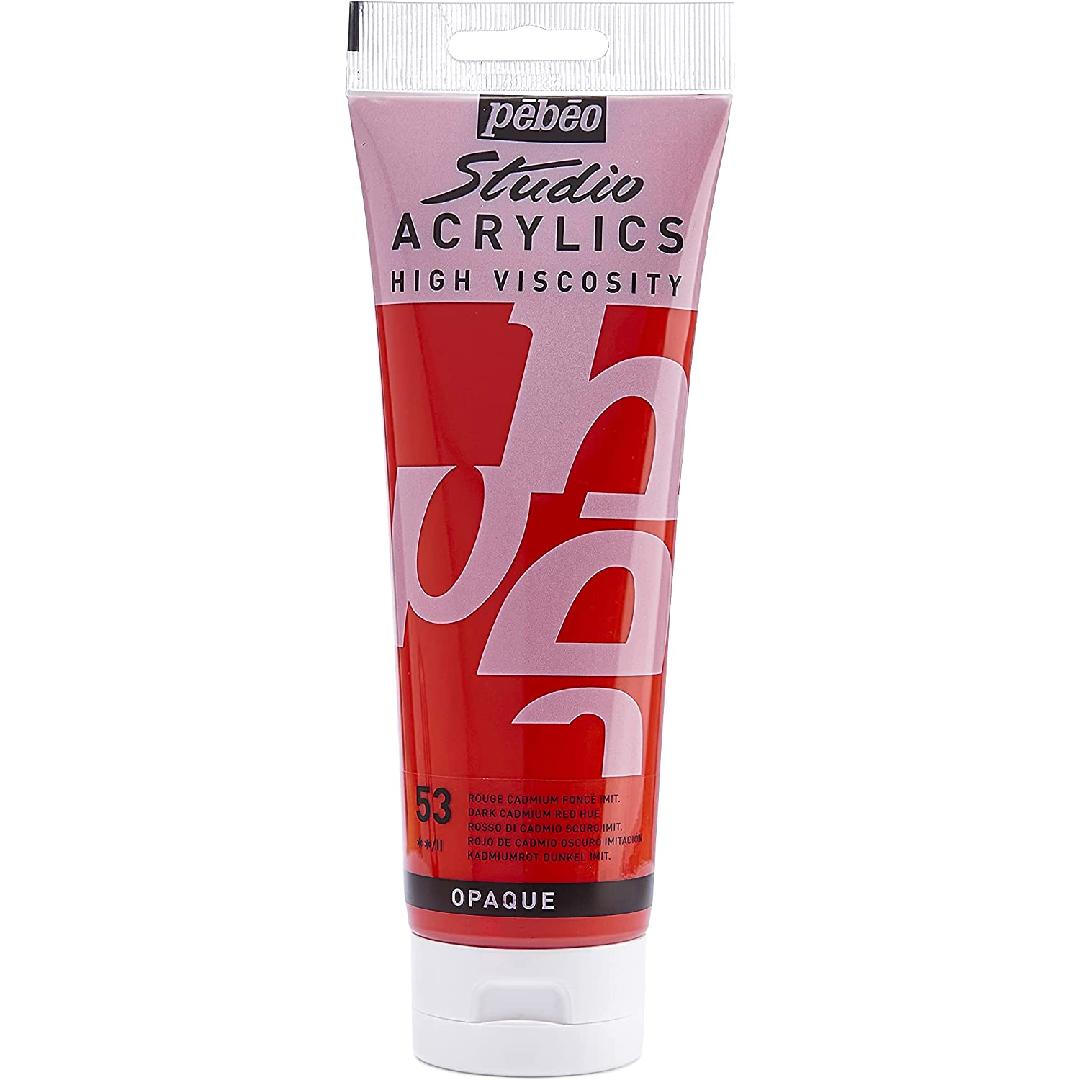 Studio Acrylic High Viscosity Paint 250ml, 250 ml Tubes, Dark Cadmium