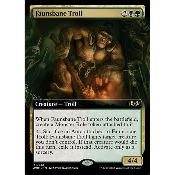 MtG Wilds of Eldraine Rare Faunsbane Troll (Extended Art) #361