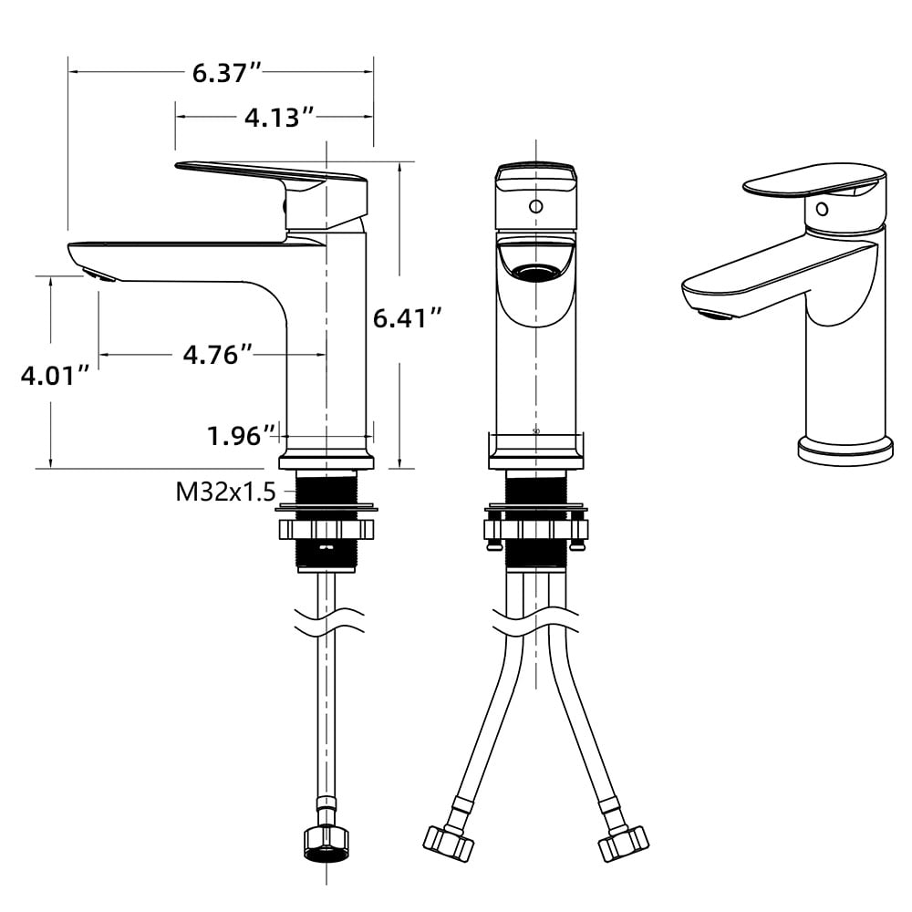 Matte Black Single Handle Bathroom Faucet with Deck For 1 or 3 Holes,Laundry Vanity Sink Faucet with Two 9/16" Hoses