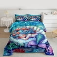 thumbnail image 2 of Homewish Kawaii Mermaid Princess Queen Comforter Set,Cartoon Sea Animal Bedding Sets,Colorful Shell Coral Bedding Comforter Set For Girl Kids,Luxury Bedroom Decor Reversible,3pcs, 2 of 8