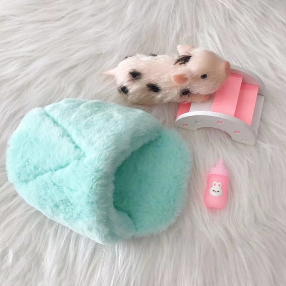 VOLOBE 5 Inches Silicone Piglet, Handmade Silicone Pig Soft Lifelike Cute Reborn Pig, Silicone Piglet Accessories Included for Kids Girl Birthday Gift(Ella)