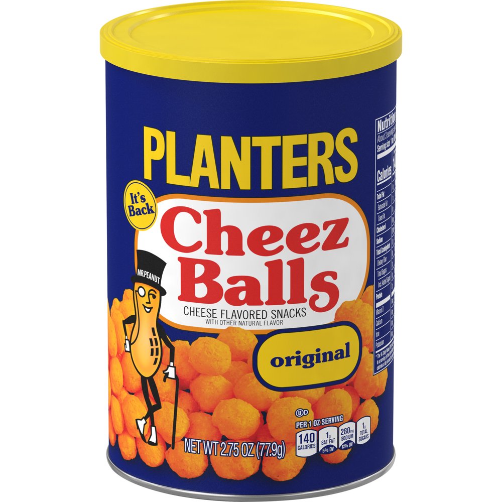 Planters Original Cheez Balls Cheese Flavored Snacks, 2.75 oz Canister