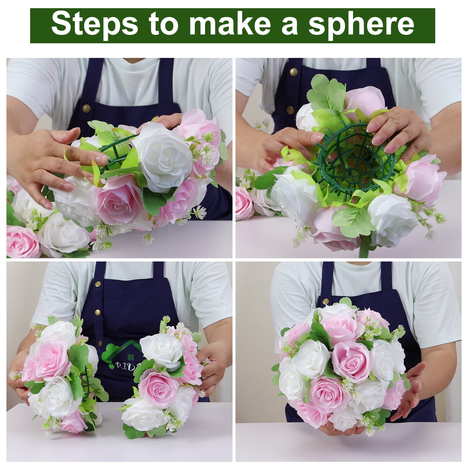 Wedding Flower Balls for Centerpieces 6pcs Pink Rose Artificial Flowers Ball Arrangement Bouquet Silk Roses for Party Table Decoration 10.6inch