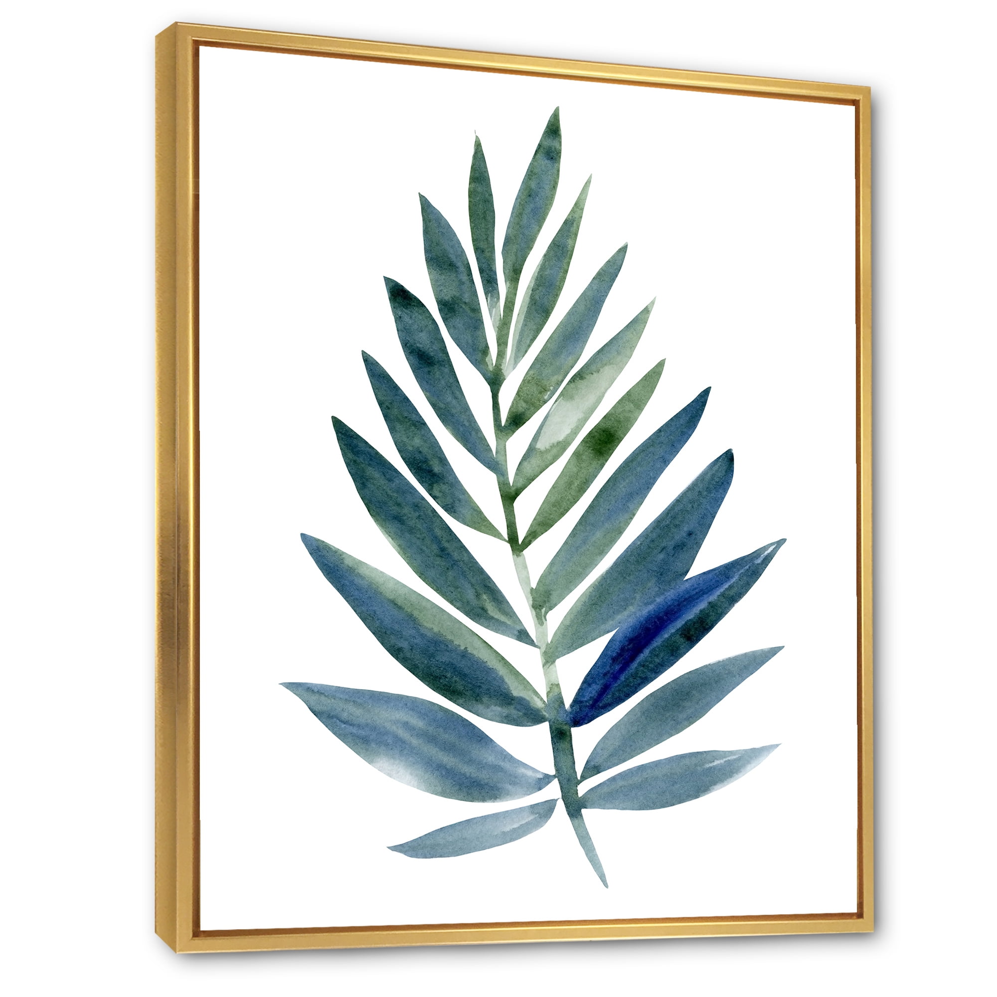 Designart 'Tropical Green Leaf On White' Farmhouse Framed Canvas Wall Art Print
