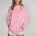thumbnail image 2 of Tunic Tops for Women Loose Fit Dressy Women's Solid Color Sweatshirt 2025 Women's Solid Color High Collar Hoodie With Side Pockets Non Velvet, 2 of 9