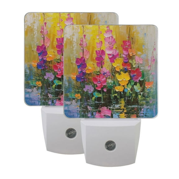 Spring Flowers in Bloom LED Night Light with Smart Sensor Plug Into Wall Dusk to Dawn 2 packs
