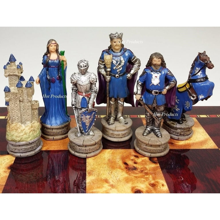 Medieval Times Crusades King Arthur CAMELOT Chess Set Cherry Color