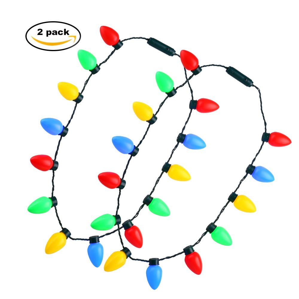 Brizled 2 Pack Battery Christmas String Lights Bulb Necklace, 13 LED C9