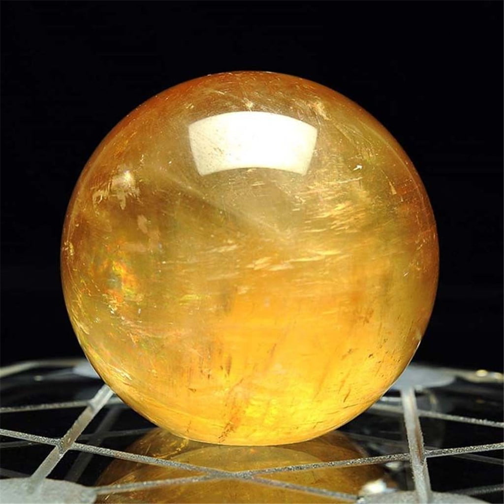 1pcs 40mm Natural Citrine Quartz Crystal Sphere Ball Healing Gemstone+Stand New 