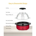 thumbnail image 3 of Popcorn Maker, 3.3QT Electric Hot Oil Popcorn Popper Machine with Large Lid for Serving Bowl Healthy and Quick Snack, 10 Cups of Popped Popcorn, Red, 3 of 7
